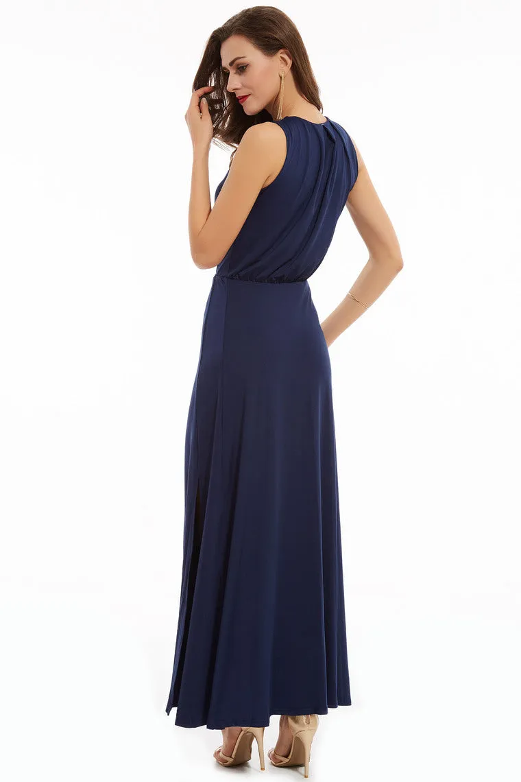 2024 A Line Scoop With Beading Slik Evening Dresses Floor Length