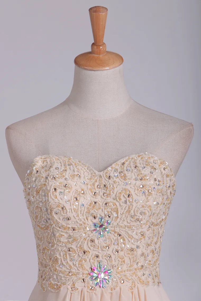 2024 A Line Sweetheart Chiffon With Beading Homecoming Dresses
