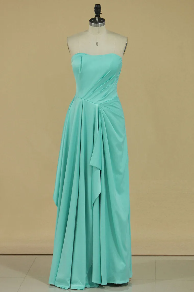 2024 Sweetheart Prom Dresses A Line Stretch Satin Floor Length