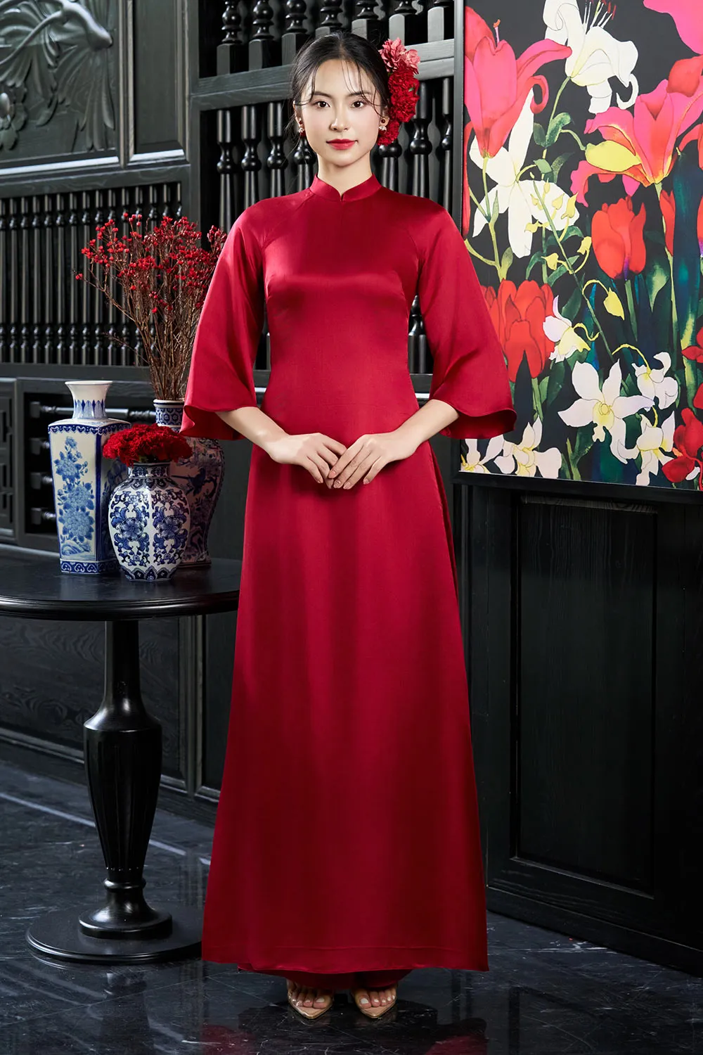 Andi A-line Wide Sleeved Silk Ankle Length Ao Dai
