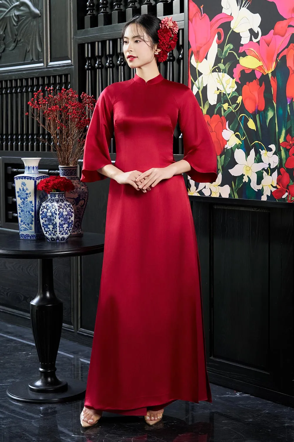 Andi A-line Wide Sleeved Silk Ankle Length Ao Dai