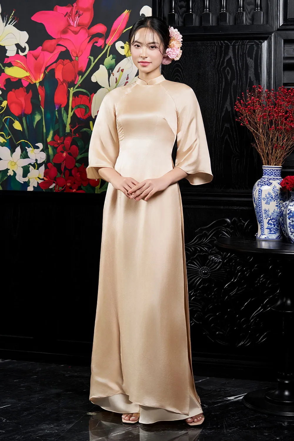 Andi A-line Wide Sleeved Silk Ankle Length Ao Dai