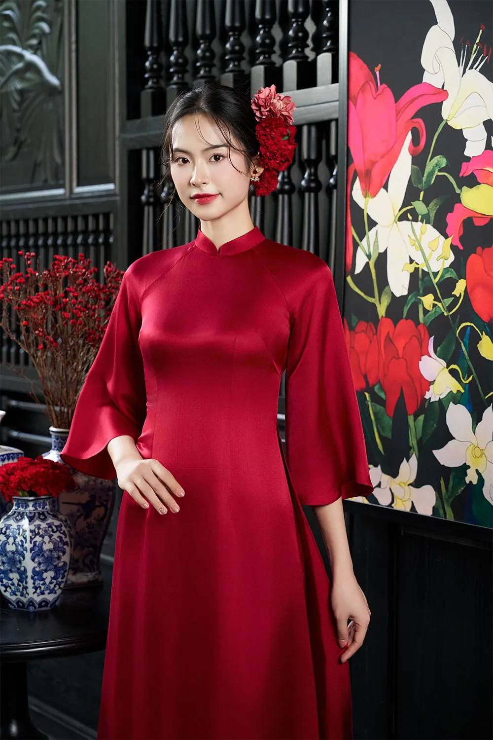 Andi A-line Wide Sleeved Silk Ankle Length Ao Dai