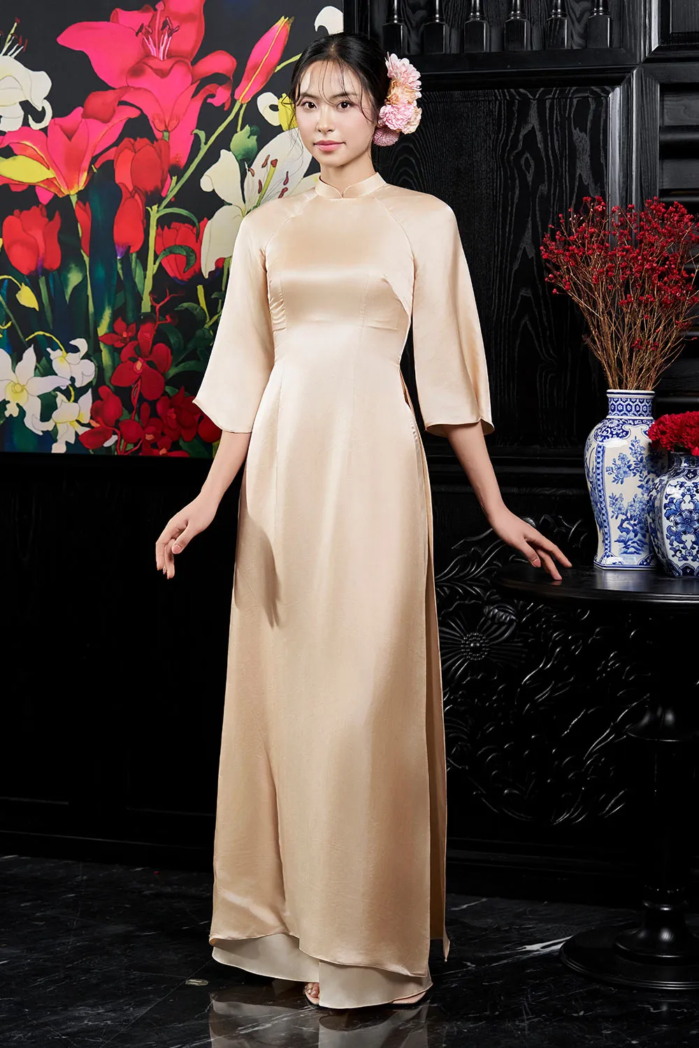 Andi A-line Wide Sleeved Silk Ankle Length Ao Dai