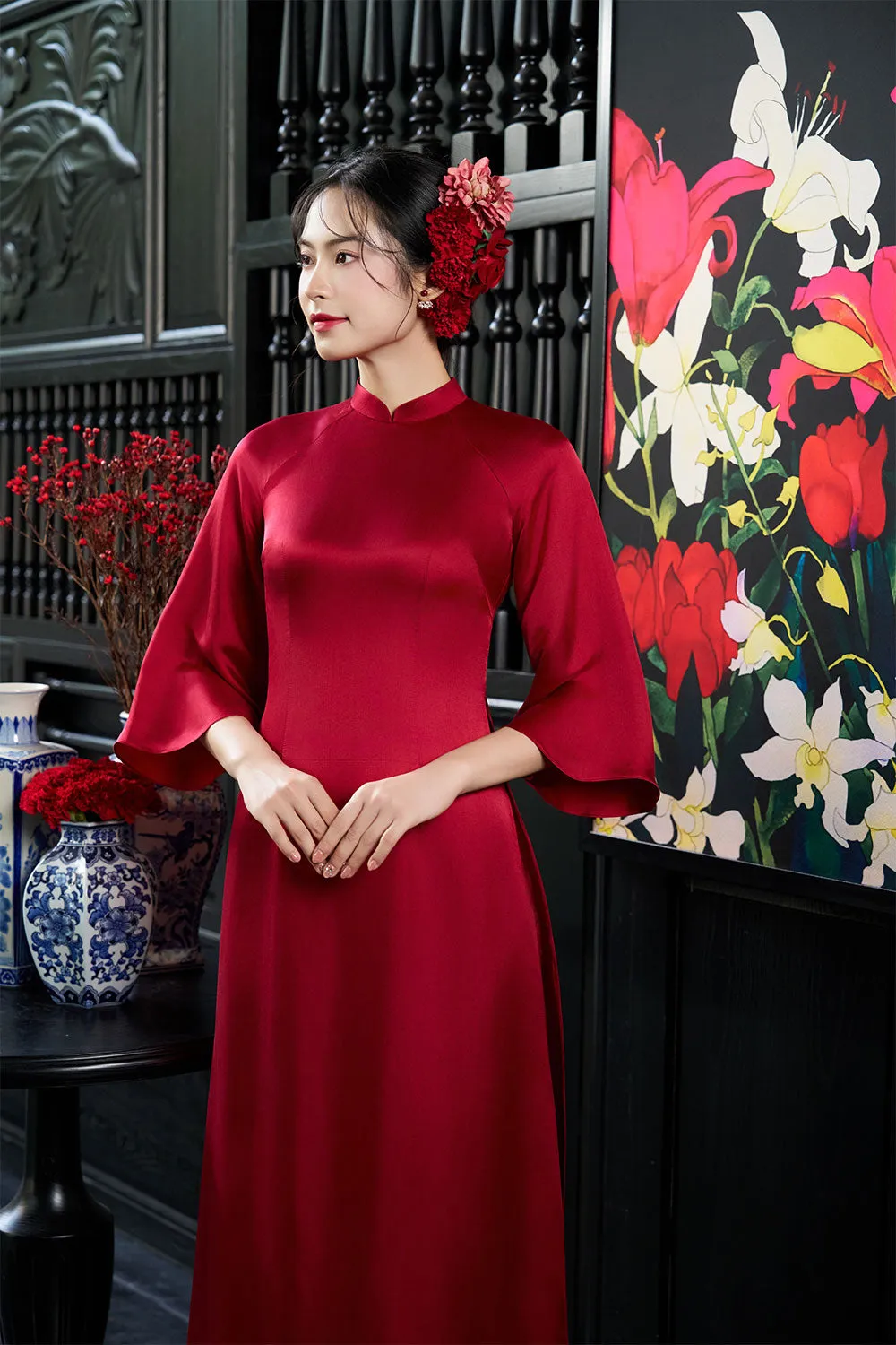 Andi A-line Wide Sleeved Silk Ankle Length Ao Dai
