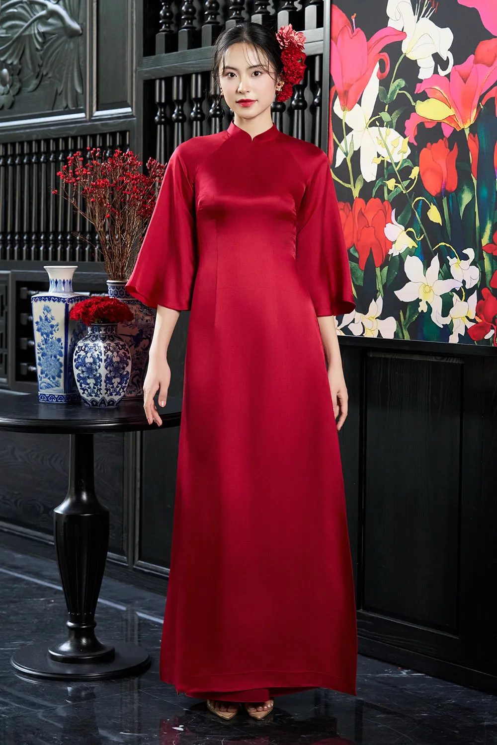 Andi A-line Wide Sleeved Silk Ankle Length Ao Dai