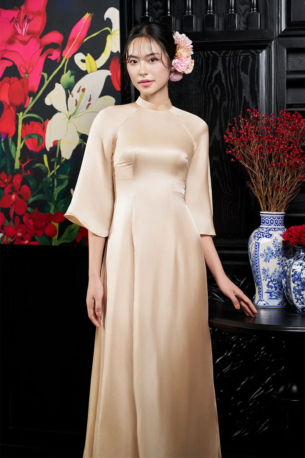 Andi A-line Wide Sleeved Silk Ankle Length Ao Dai