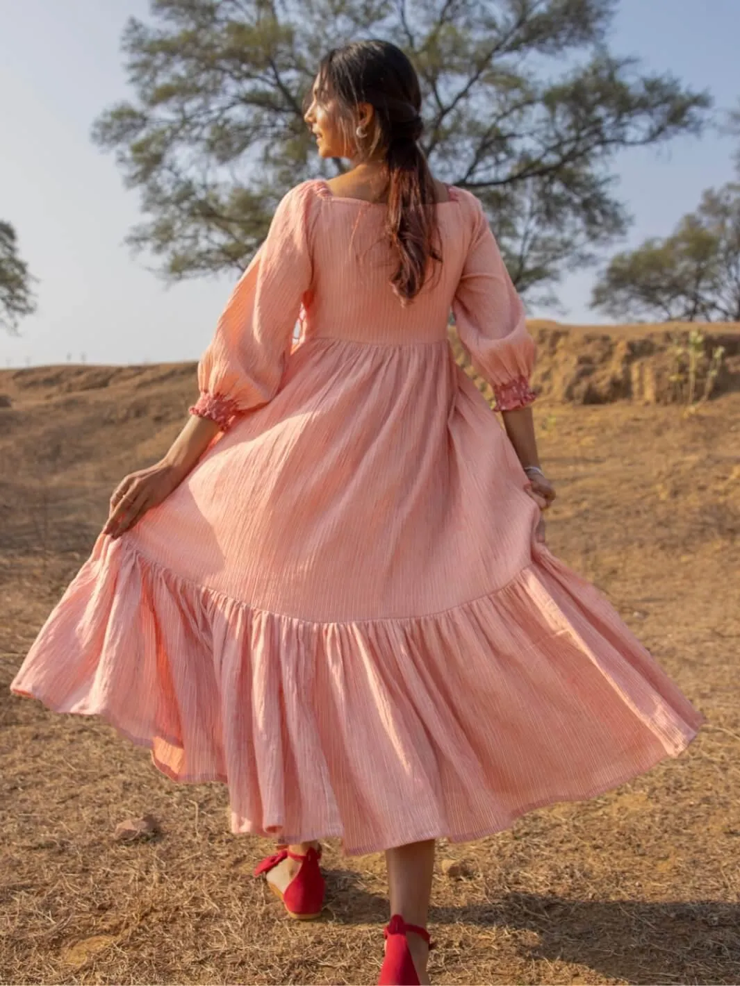 Beige Wrap Long Cotton Maxi Dress