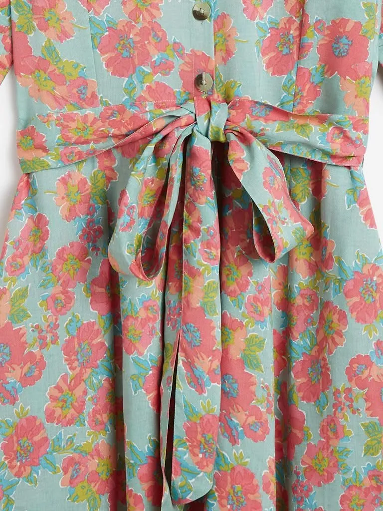 Bombay Paisley Turquoise Shirtdress with Belt