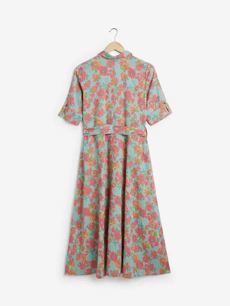 Bombay Paisley Turquoise Shirtdress with Belt