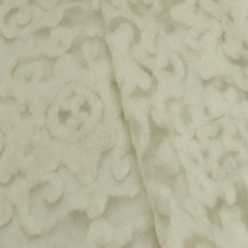 Cloud Ivory Wool Blend Burn Out Baroque Mesh Fabric