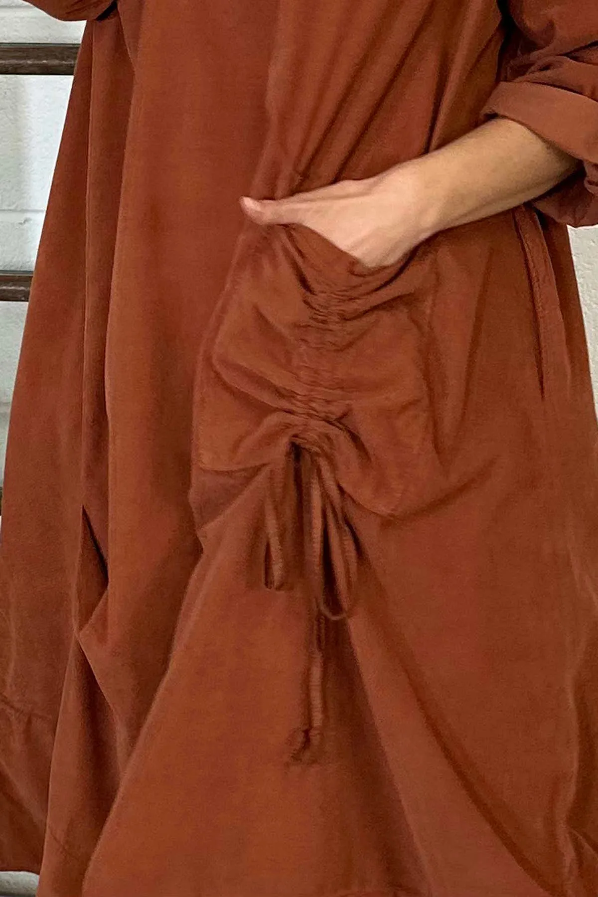 Denise Pocket Needlecord Dress Burnt Orange