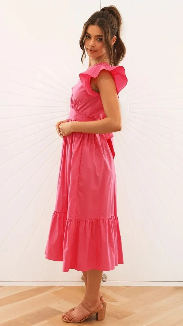 Half Open Back Lotus Leaf Sleeves Wholesale Dresses For St. Patrick'S Day