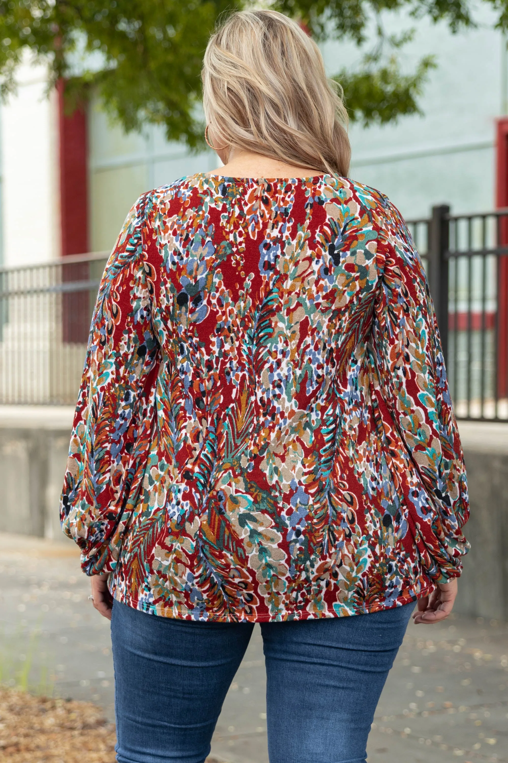 Honey Floral Top, Marsala