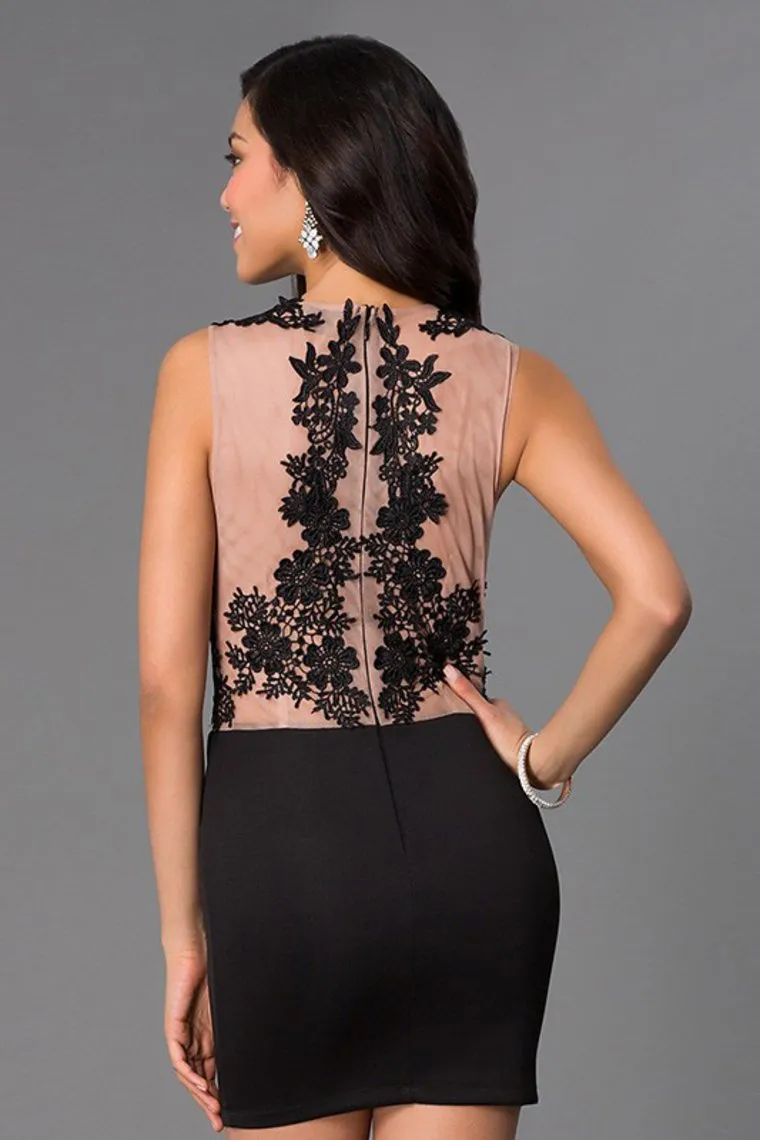 Hot Selling Column Homecoming Dresses Short/Mini With Applique