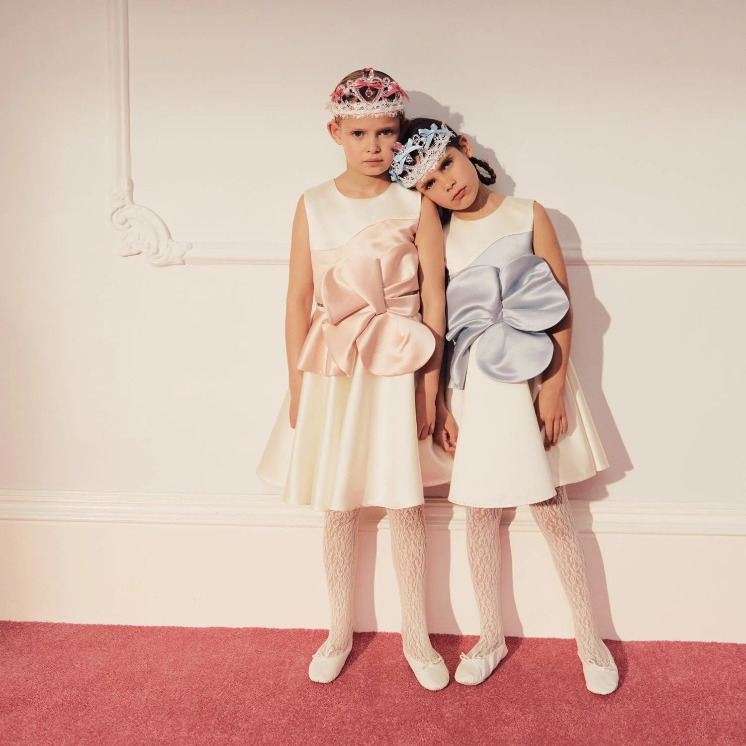 Jessie And James Girls Florette Satin Dress in White