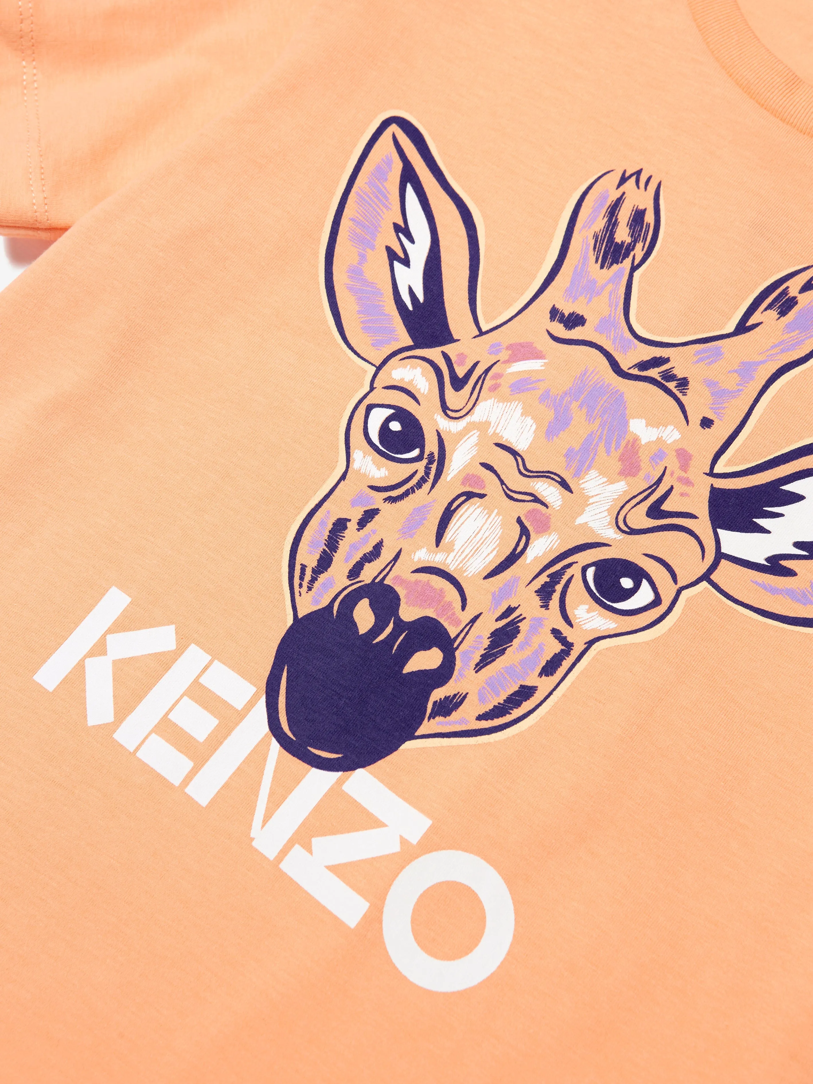 KENZO Girls Organic Cotton Giraffe T-Shirt Dress in Orange