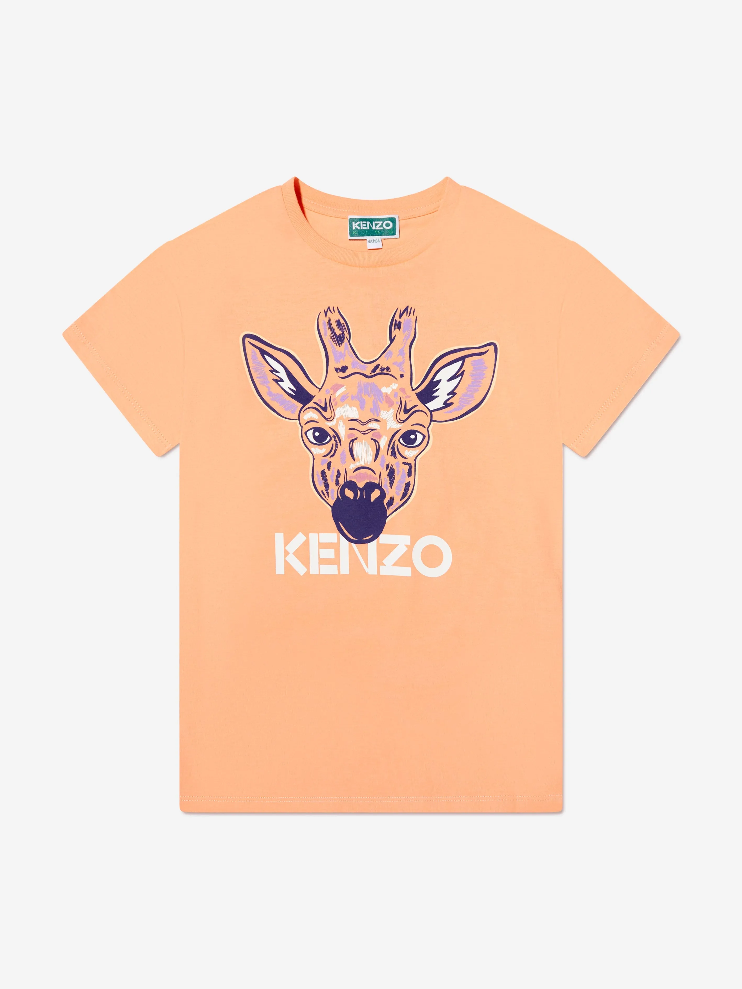 KENZO Girls Organic Cotton Giraffe T-Shirt Dress in Orange