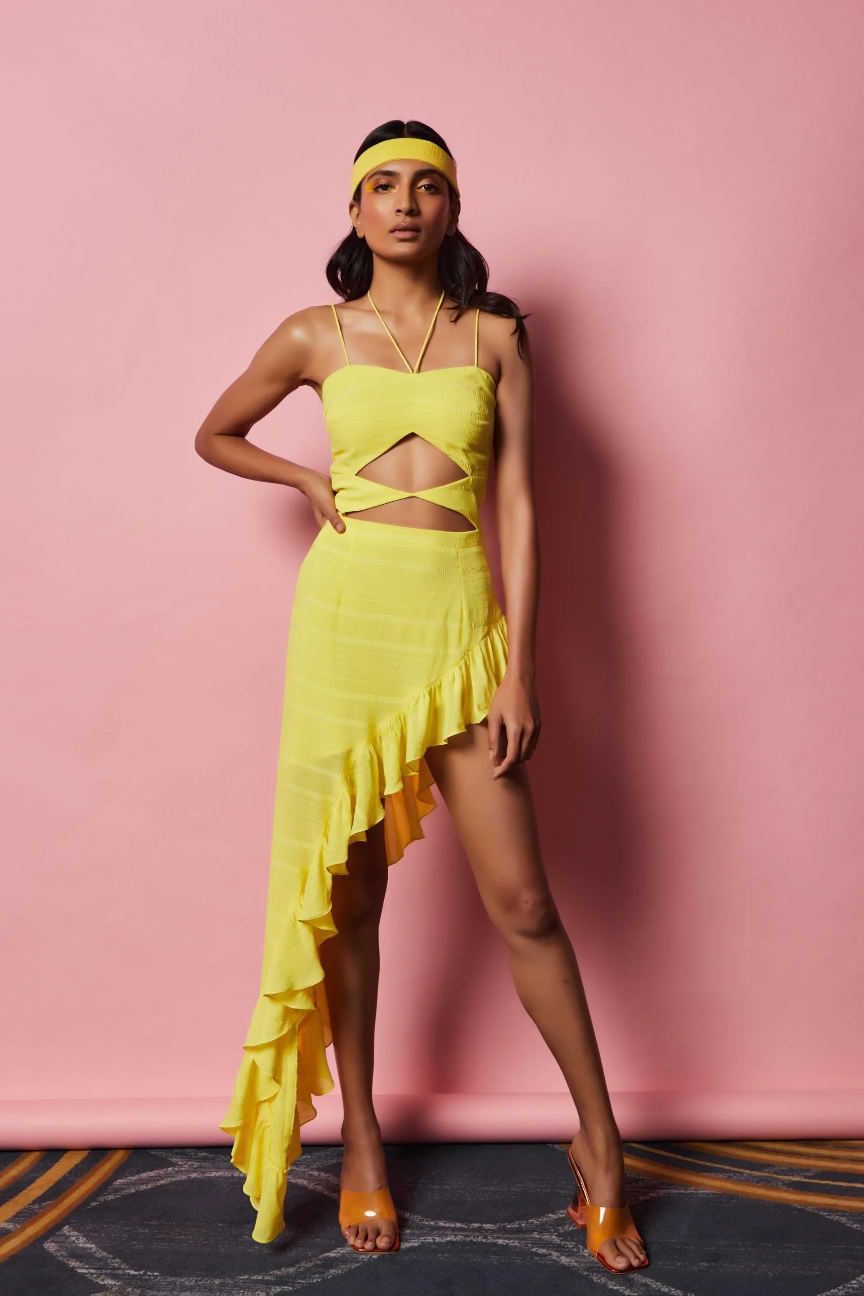 Lemon Yellow Tassel Cutout Dress