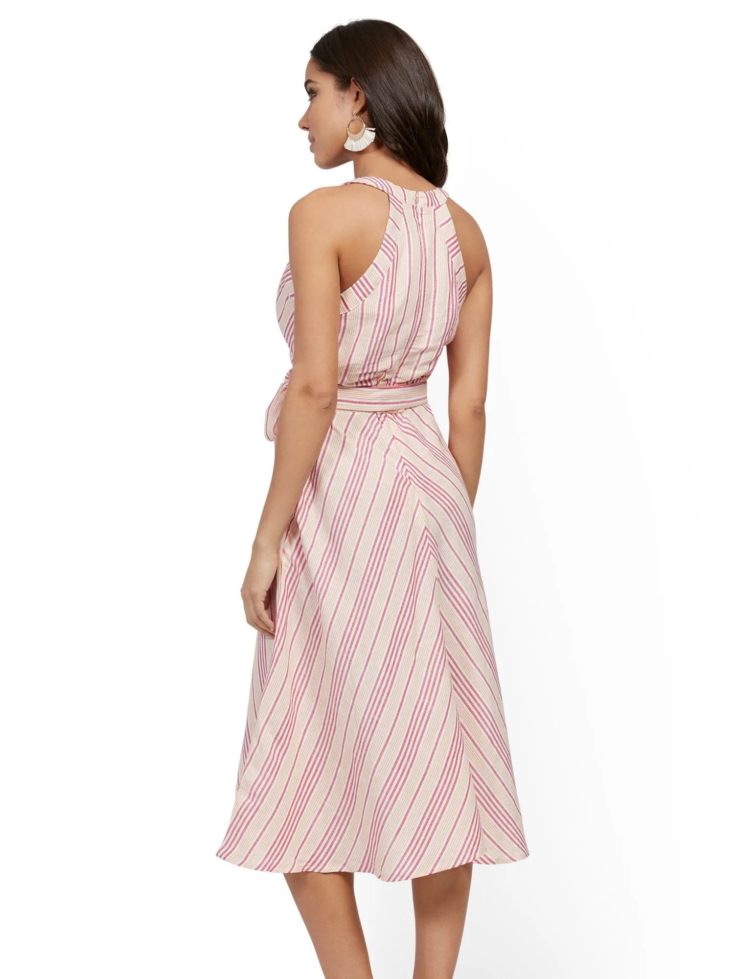 Linen Blend Halter Fit and Flare Dress