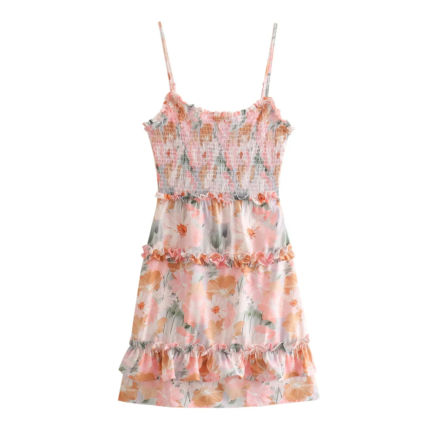 Malibu Pink Floral Print Smocked Mini Dress