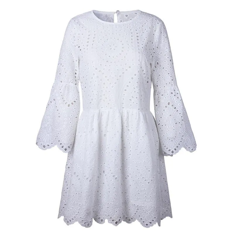 Mini Lace Sexy Dresses Women Flare Sleeve Mini Dress
