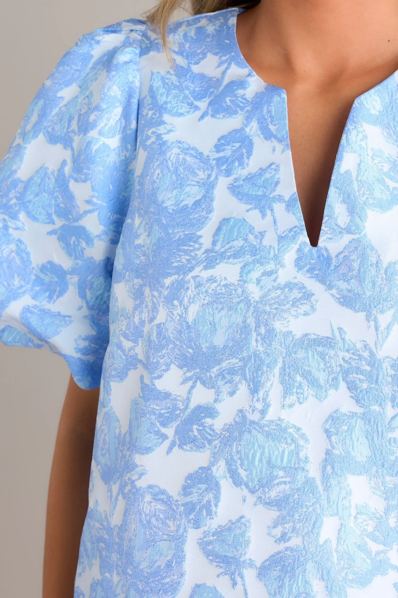 Misty Mornings Light Blue Floral Mini Dress