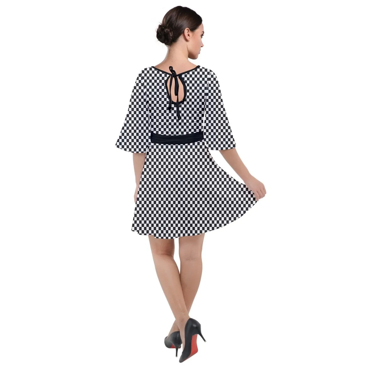 Mod Dress, Black Checker Dress, Checker mini Dress, GOGO Dress, Vintage inspired dress, Checker Print Dress, Checker Mini Dress