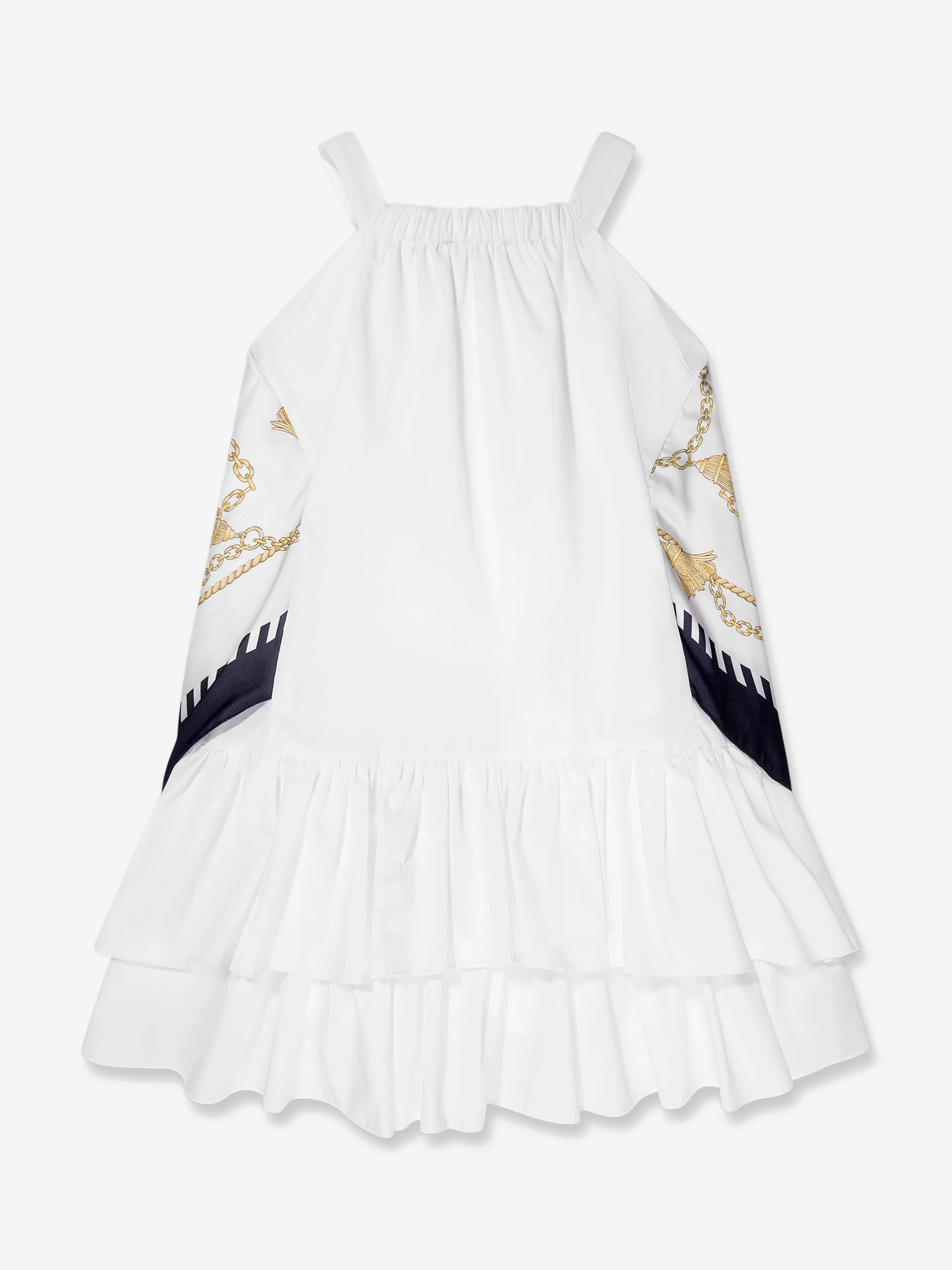 Monnalisa Girls Nautical Halter Neck Dress in White