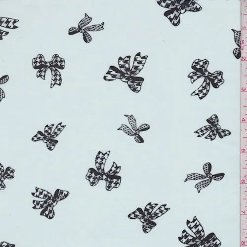 Pale Mint/Black Bow Georgette Fabric