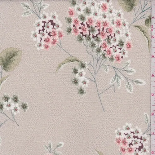 Pale Tan Hydrangea Crinkled Crepe Fabric