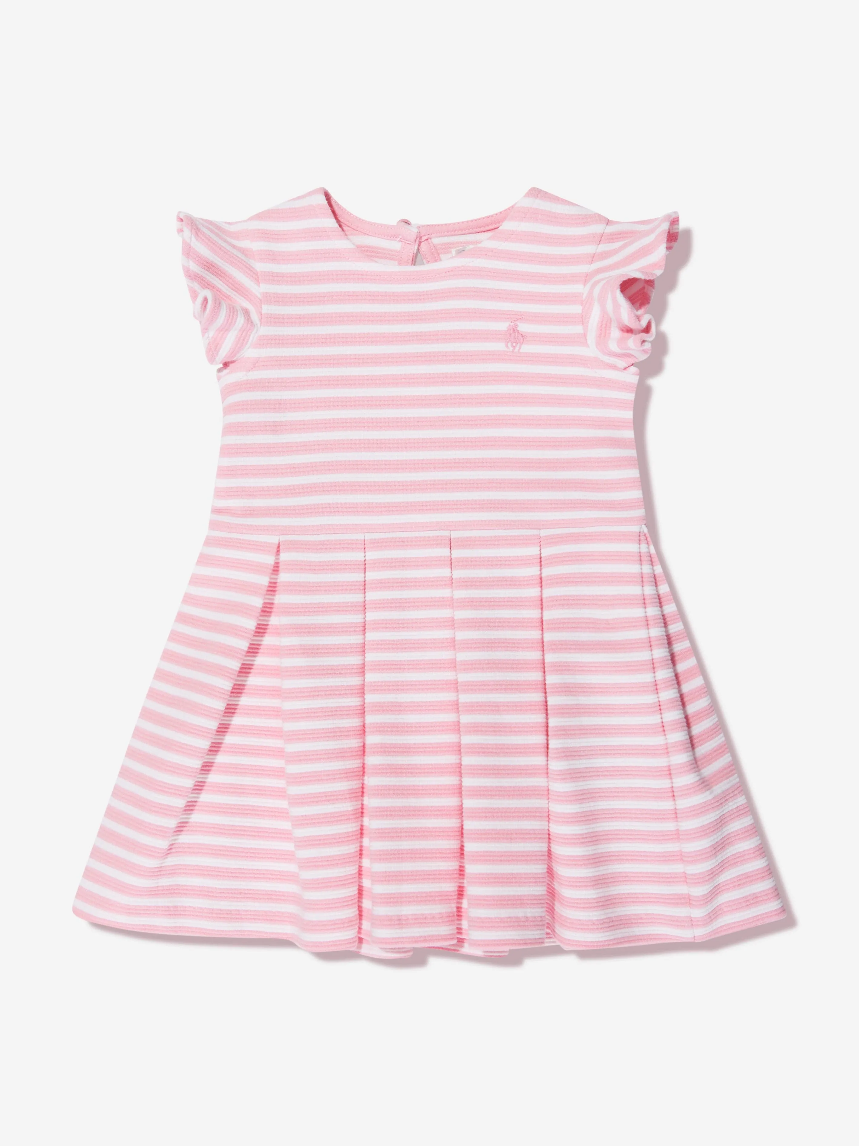 Ralph Lauren Baby Girls Striped Ruffle Dress in Pink