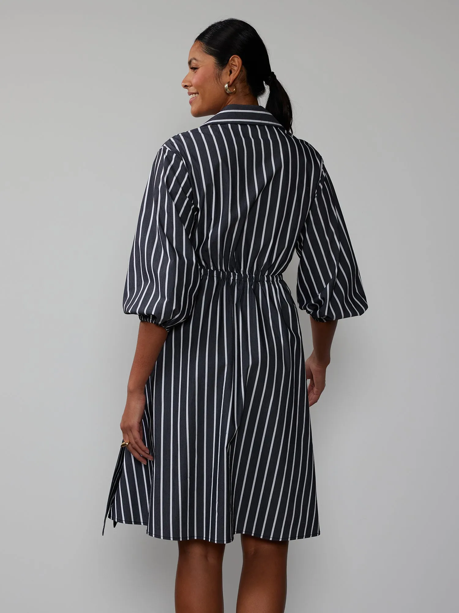 Short Sleeve Striped Wrap Midi Dress