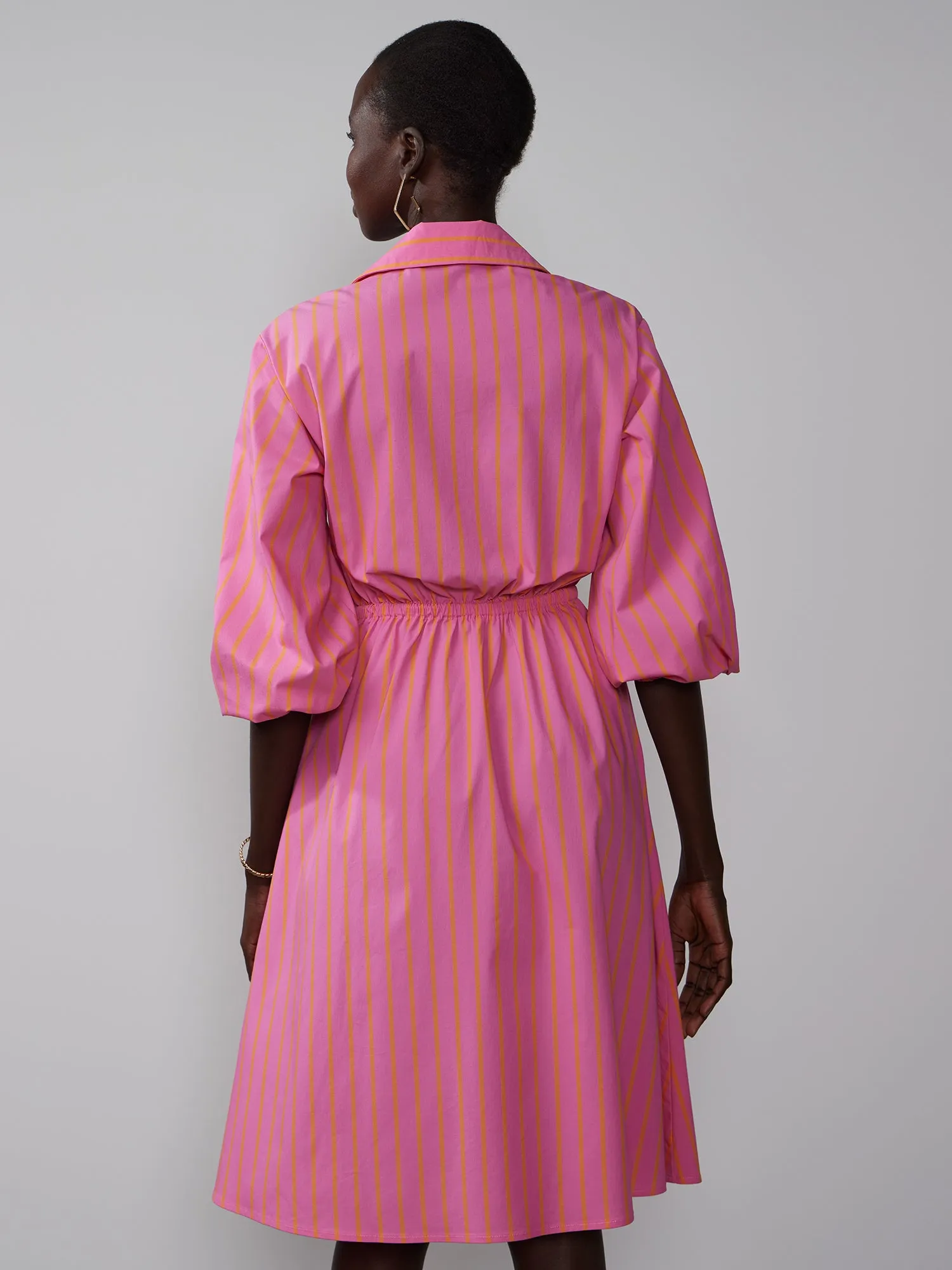 Short Sleeve Striped Wrap Midi Dress