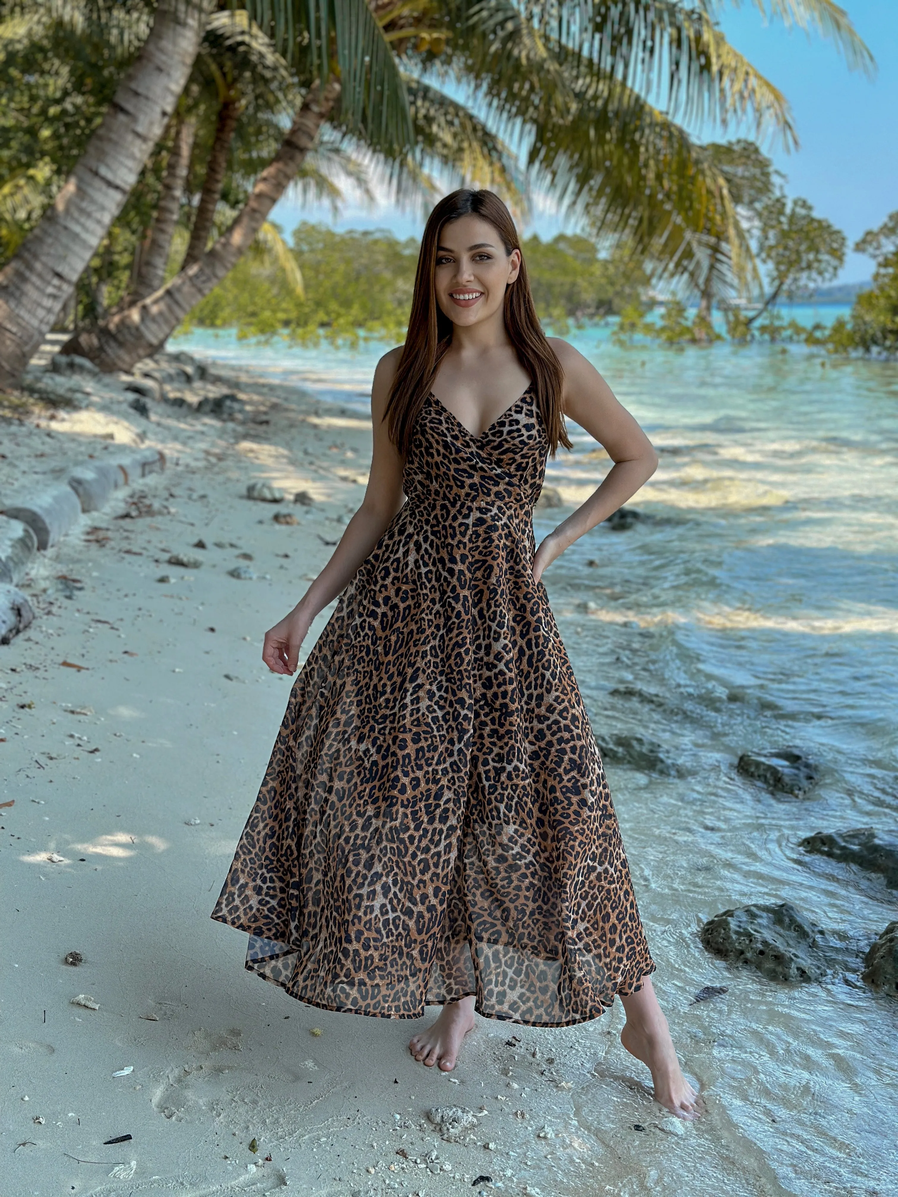 Strappy Leopard Print Dress