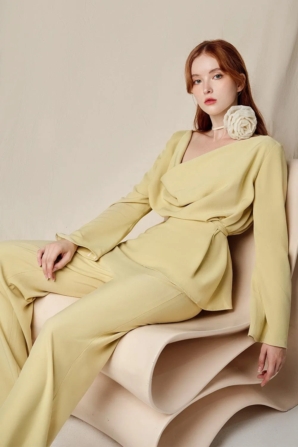 Sunshine Blouson Wide Leg Cotton Silk Floor Length Set