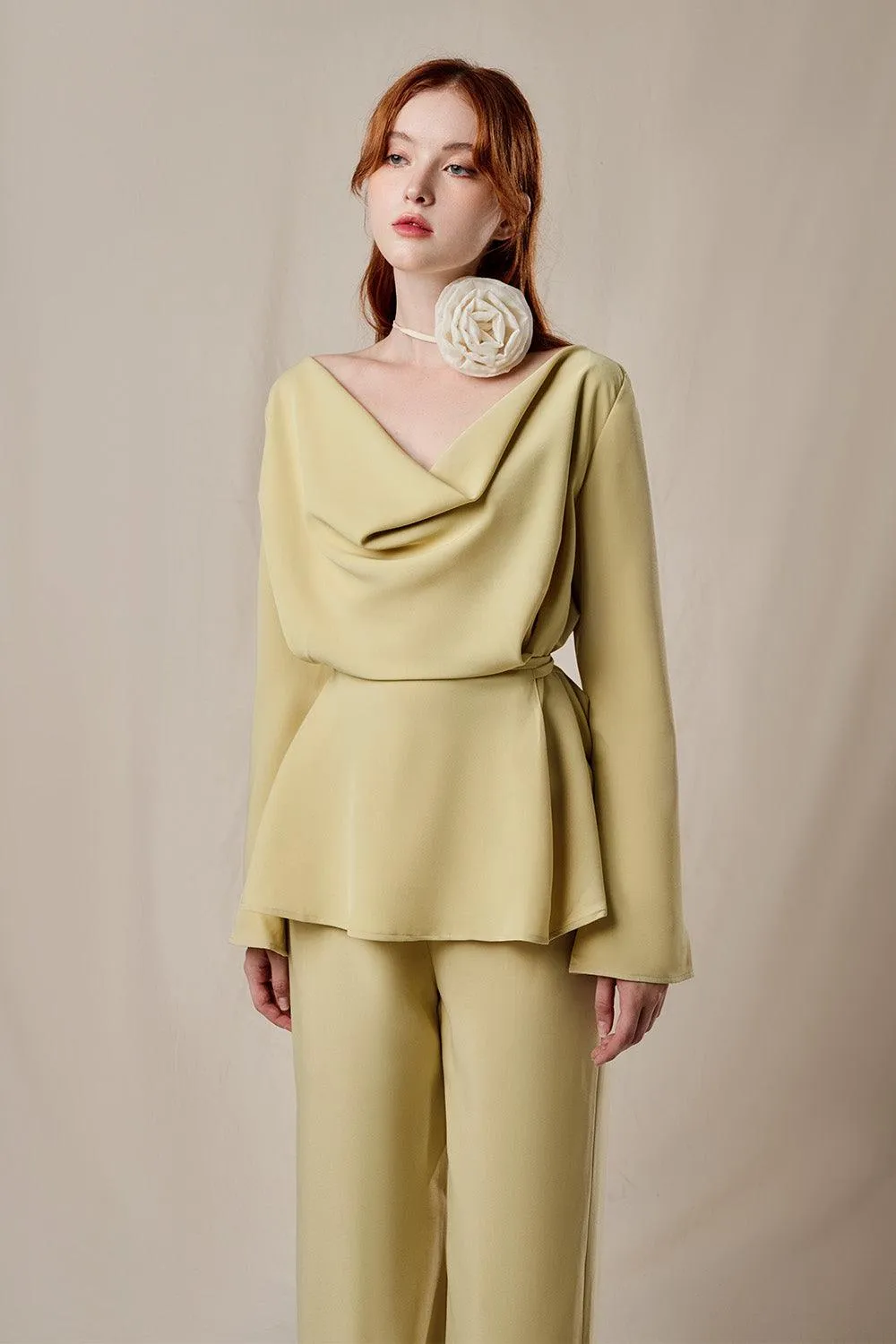 Sunshine Blouson Wide Leg Cotton Silk Floor Length Set