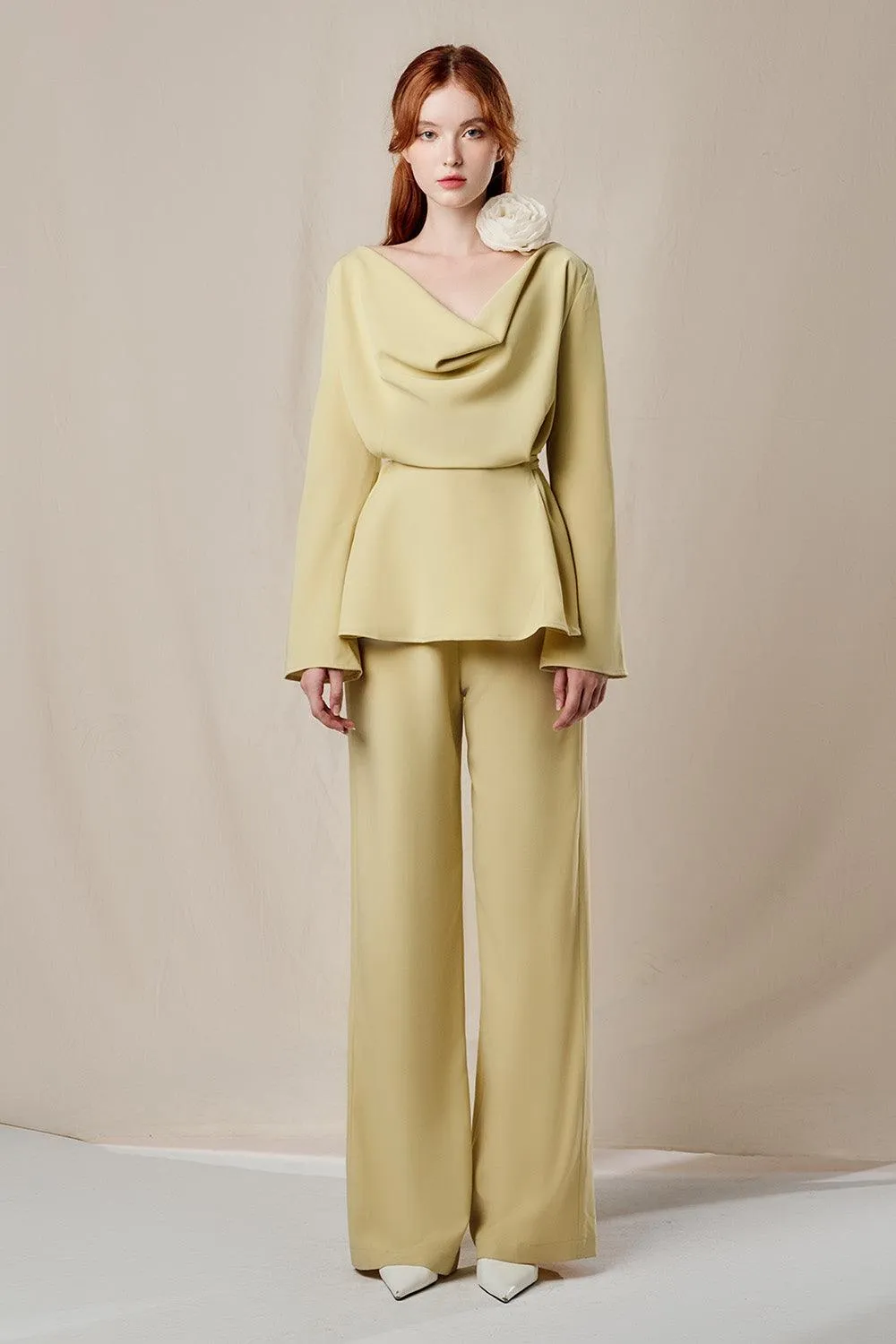 Sunshine Blouson Wide Leg Cotton Silk Floor Length Set