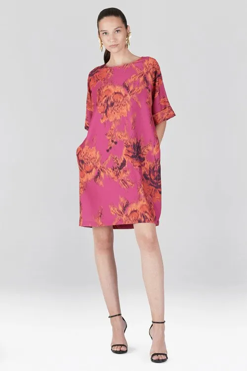 Tie-Dye Floral - Crepe T-Shirt Dress