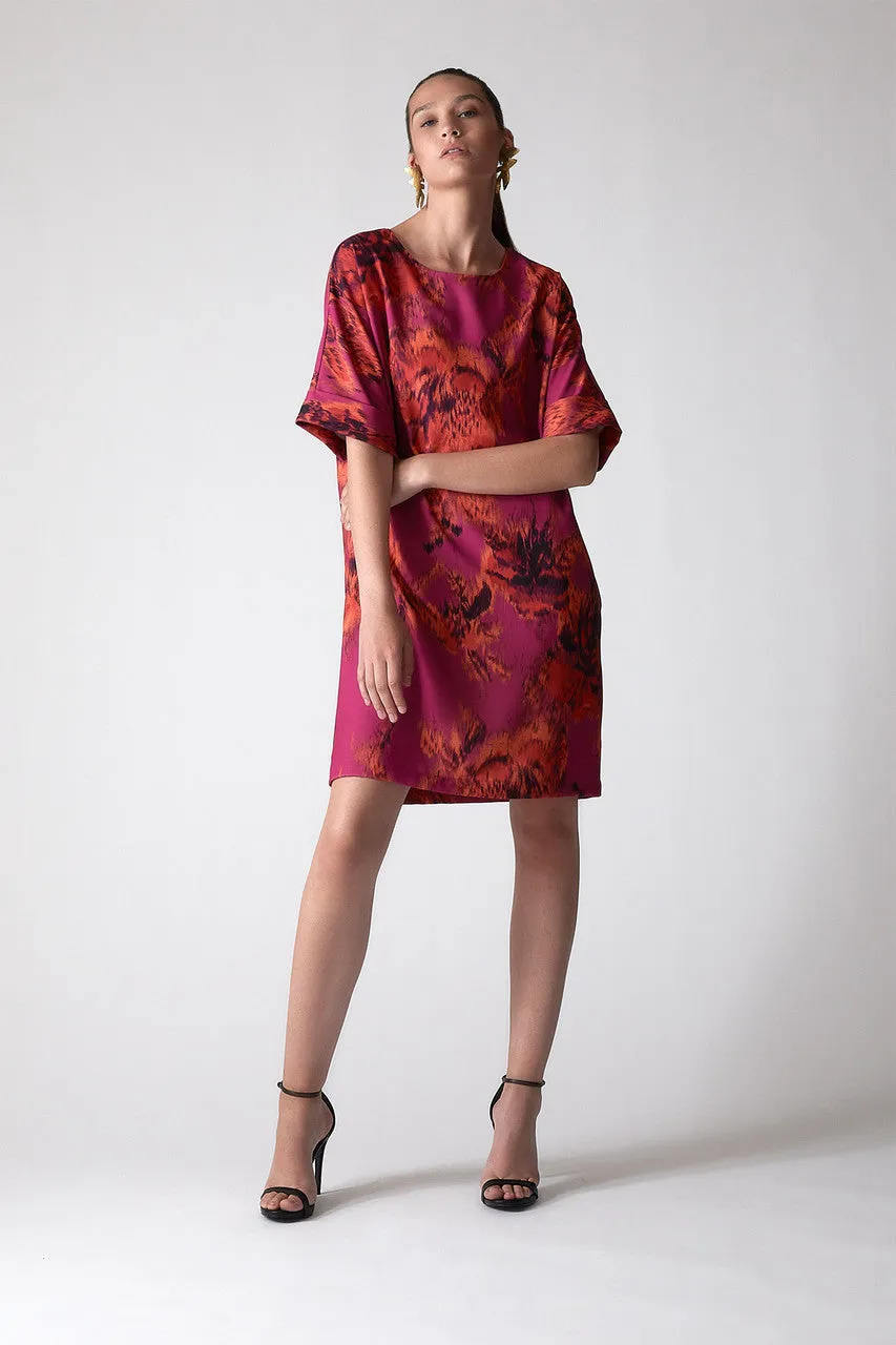 Tie-Dye Floral - Crepe T-Shirt Dress
