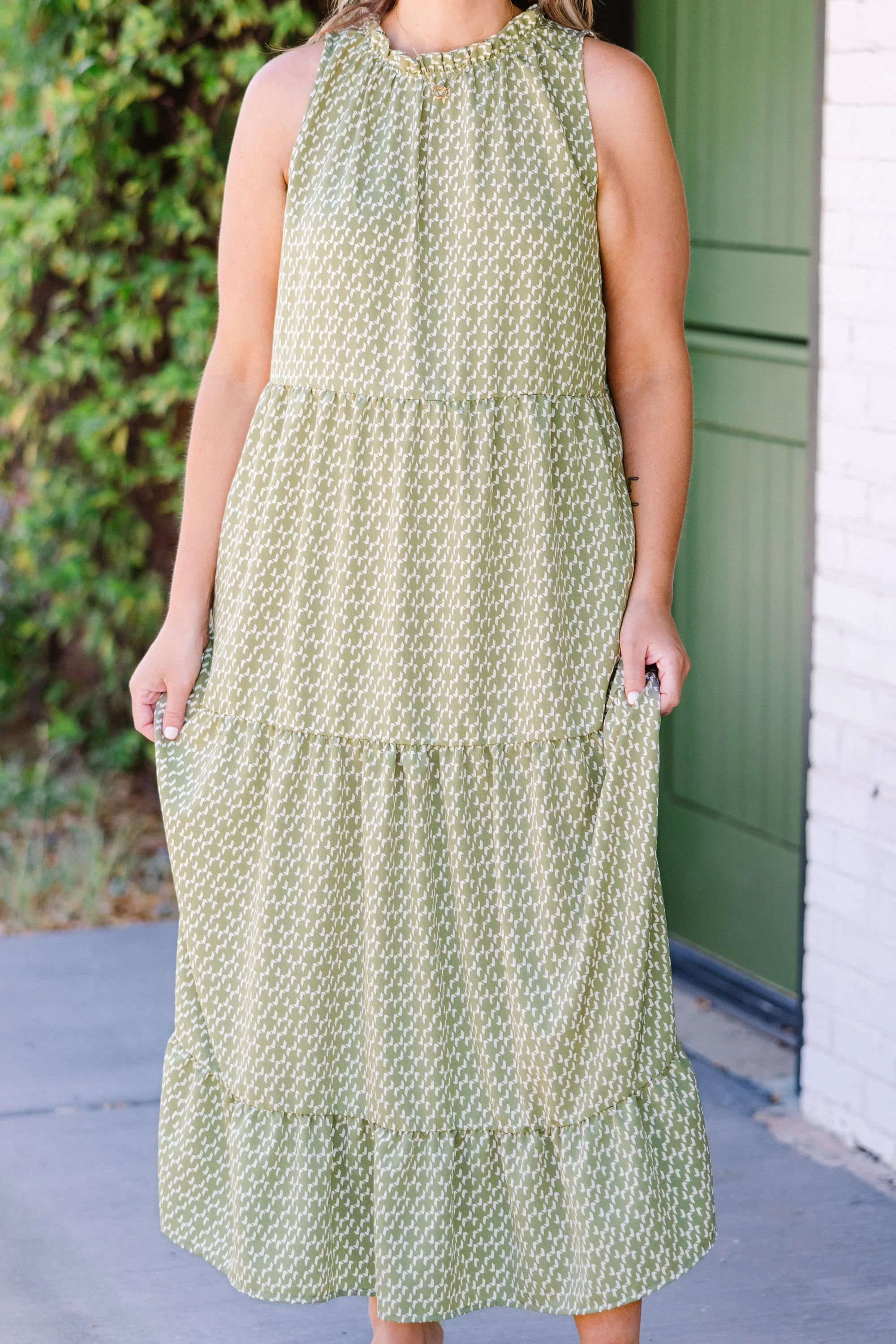 Weekend Wardrobe Maxi Dress, Green Geometric