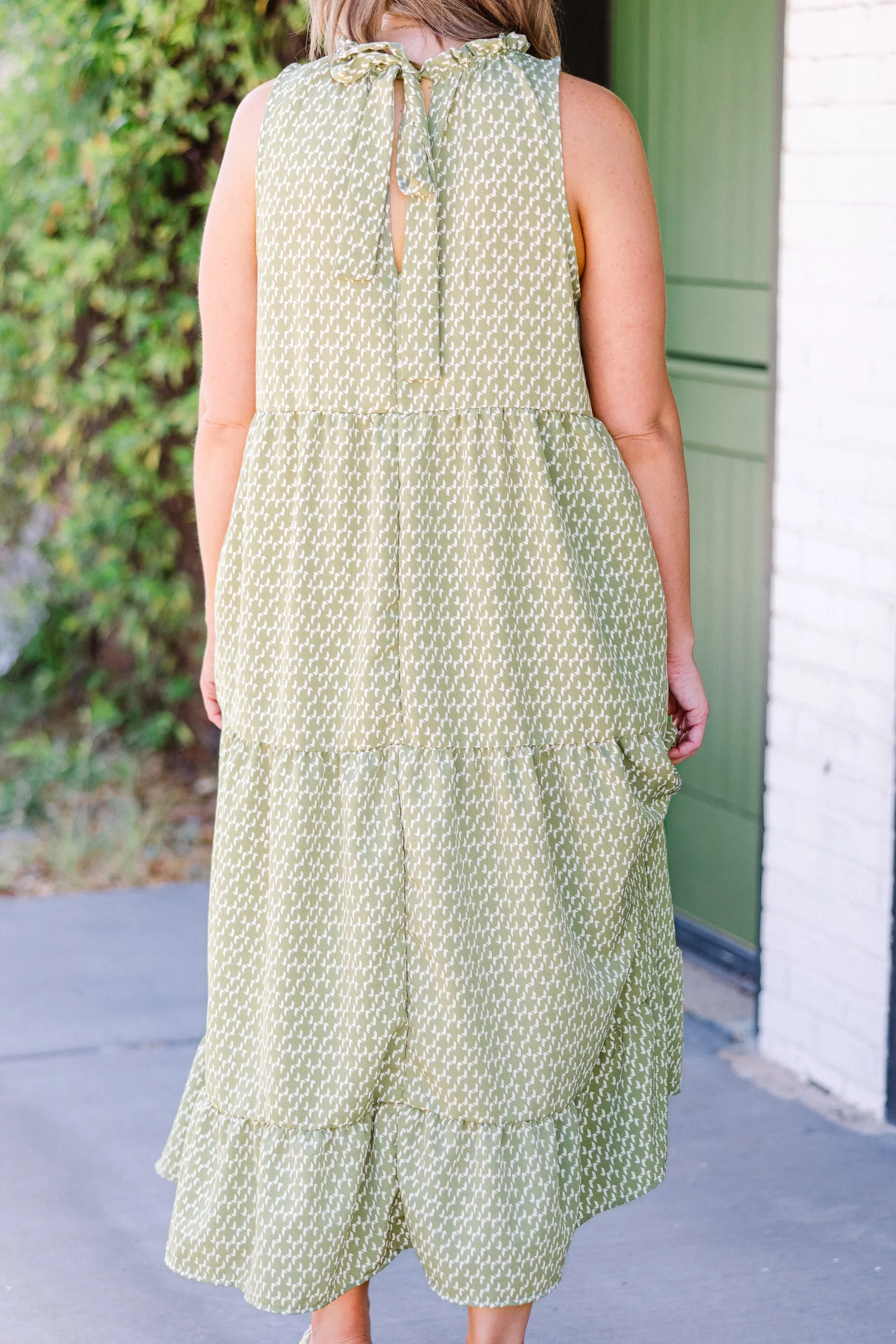 Weekend Wardrobe Maxi Dress, Green Geometric