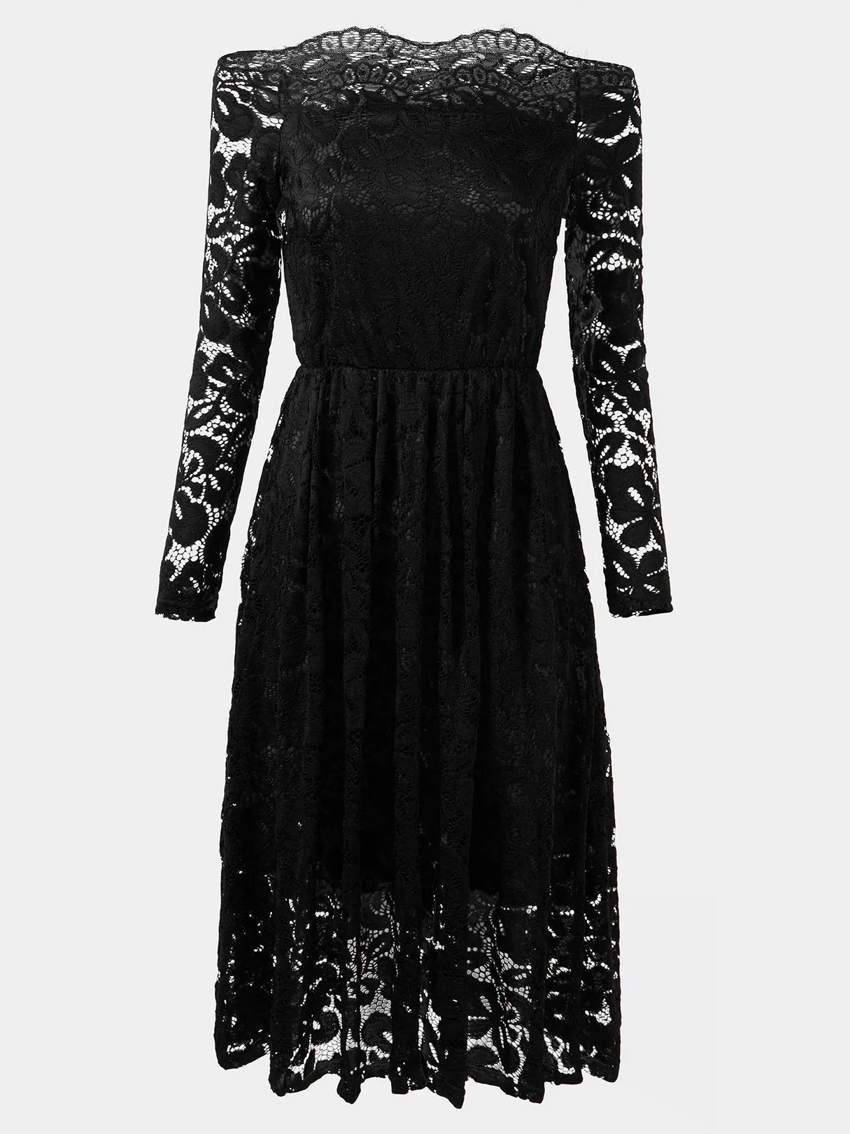 Wholesale Bateau Long Sleeve Crochet Lace Embellished Sexy Dress