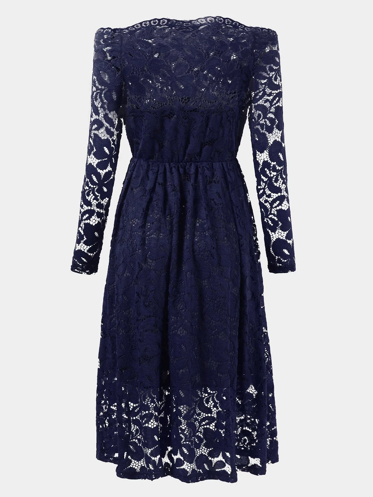 Wholesale Bateau Long Sleeve Crochet Lace Embellished Sexy Dress