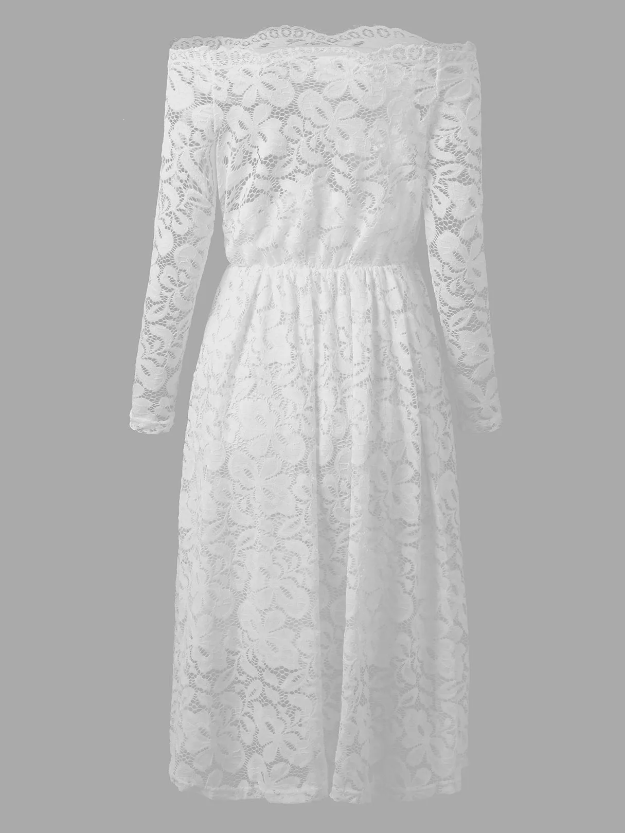 Wholesale Bateau Long Sleeve Crochet Lace Embellished Sexy Dress