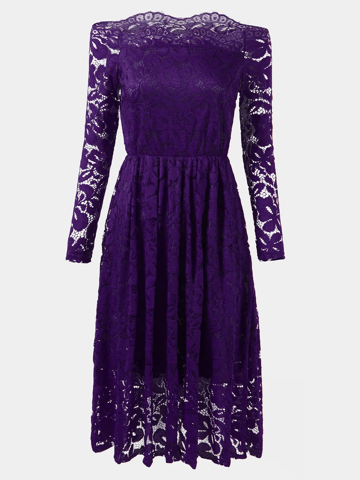 Wholesale Bateau Long Sleeve Crochet Lace Embellished Sexy Dress