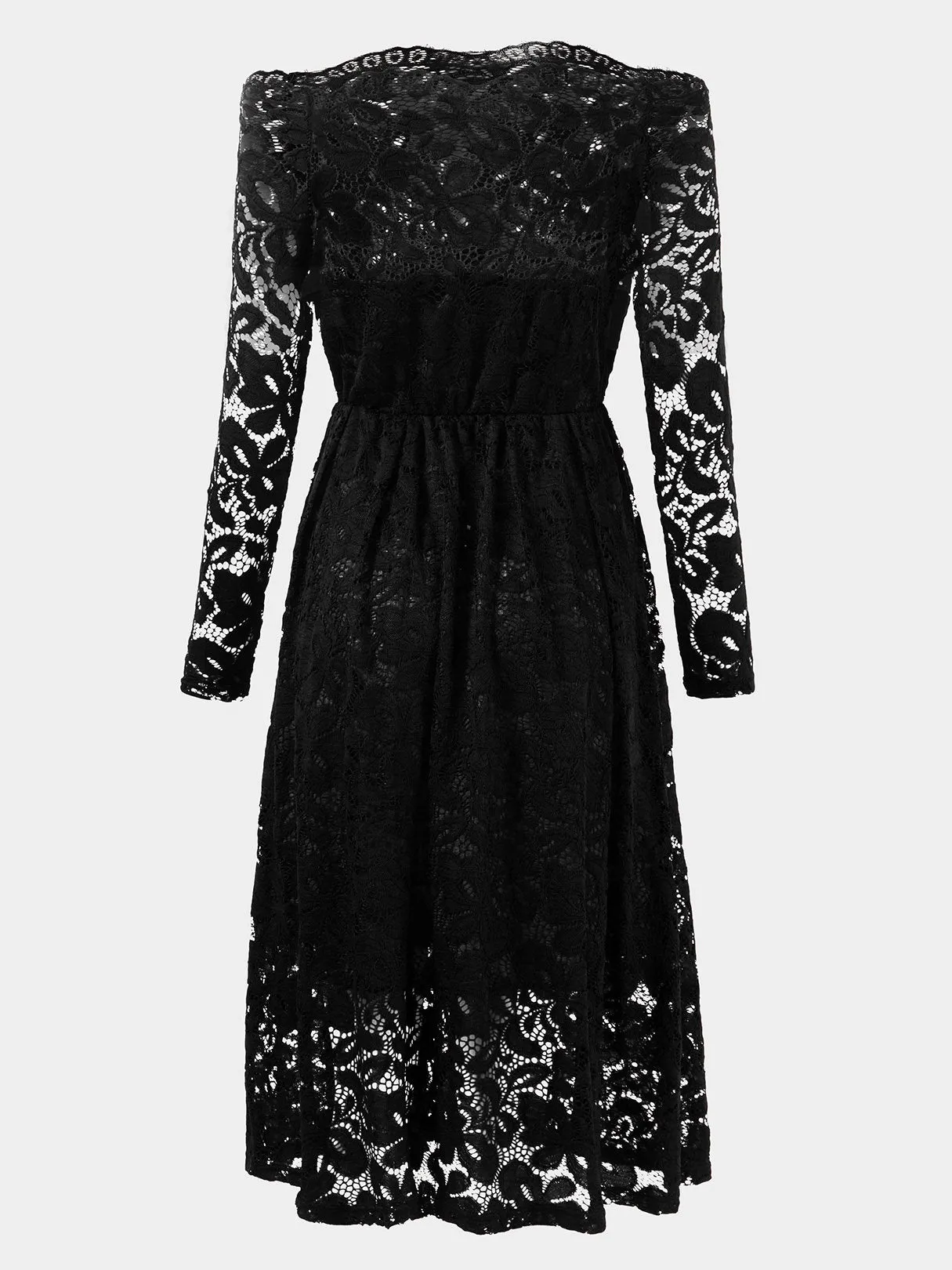 Wholesale Bateau Long Sleeve Crochet Lace Embellished Sexy Dress