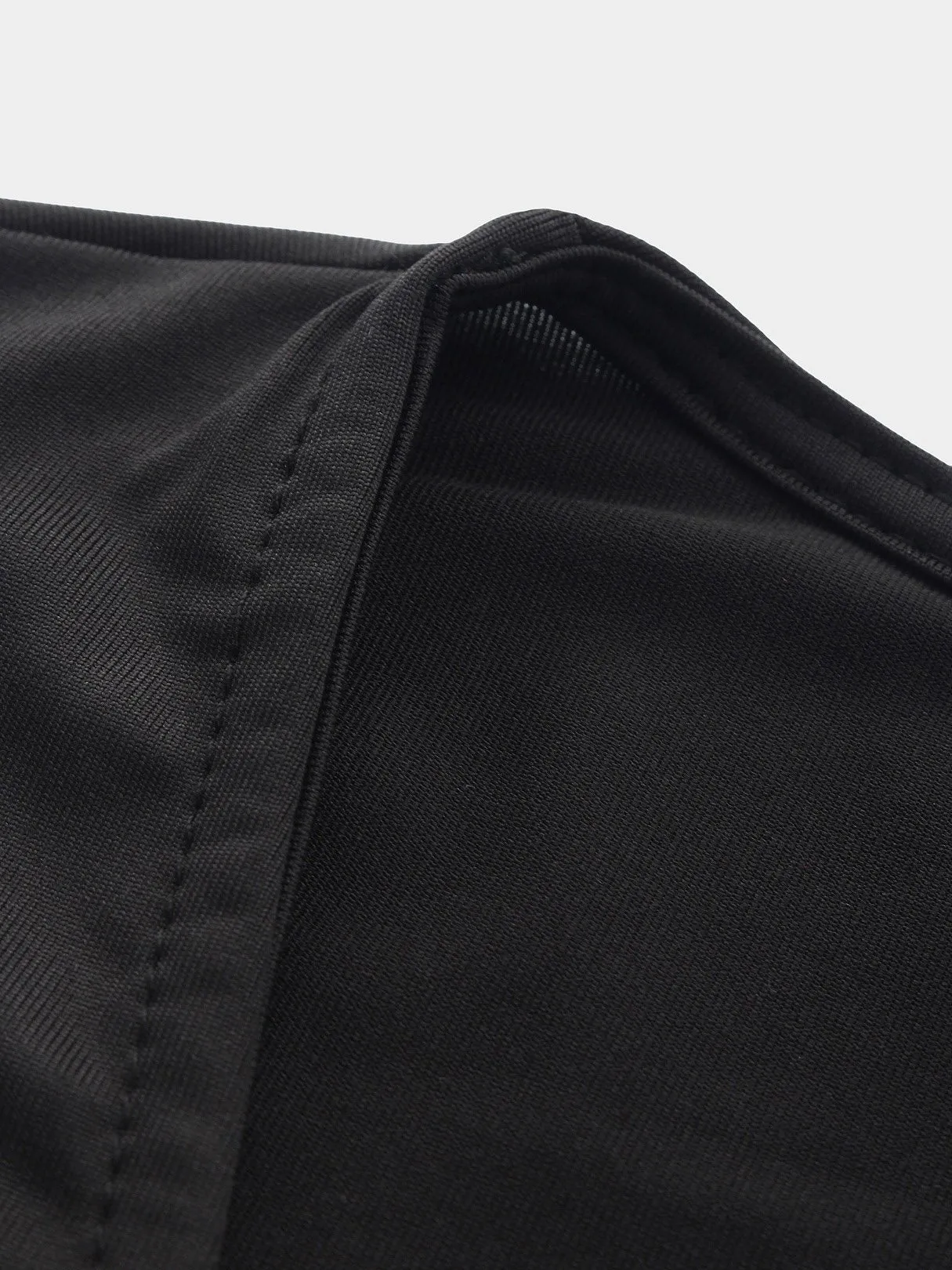Wholesale Black Deep V Neck Short Sleeve Plain Lace-Up Irregular Hem Sexy Dresses