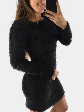 Wholesale Black Round Neck Long Sleeve Bodycon Sexy Dresses