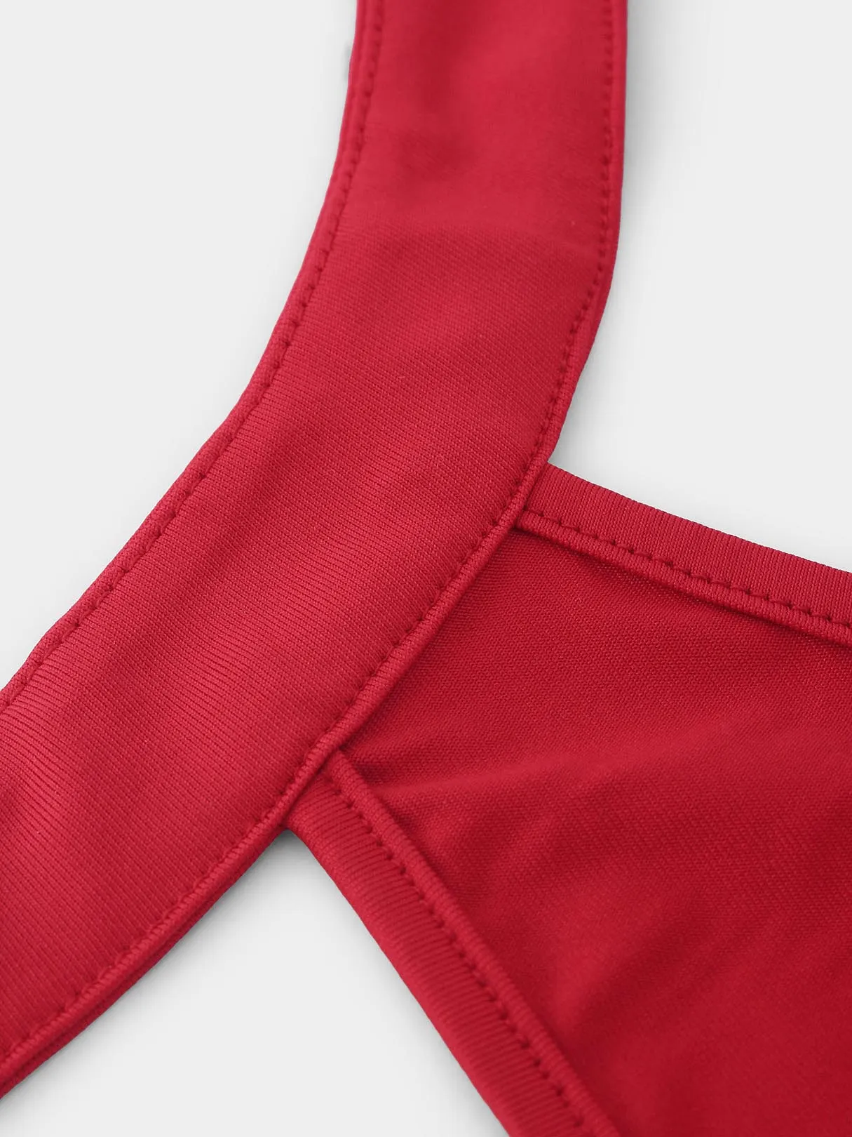 Wholesale Red Halter Sleeveless Backless Cut Out Slit Hem Sexy Dresses